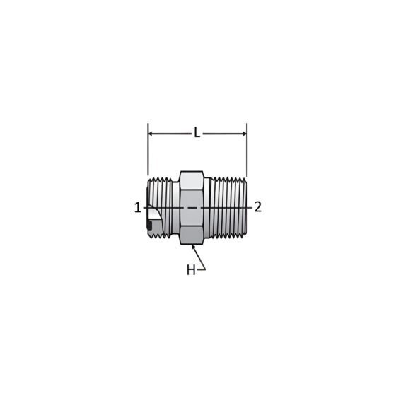 Adaptador Hidráulico Macho Cara Plana 3/8" X Macho NPT 1/4" - Image 2
