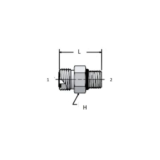 Adaptador Hidráulico Macho Cara Plana 3/8" X Macho Oring Boss 3/8" - Image 2