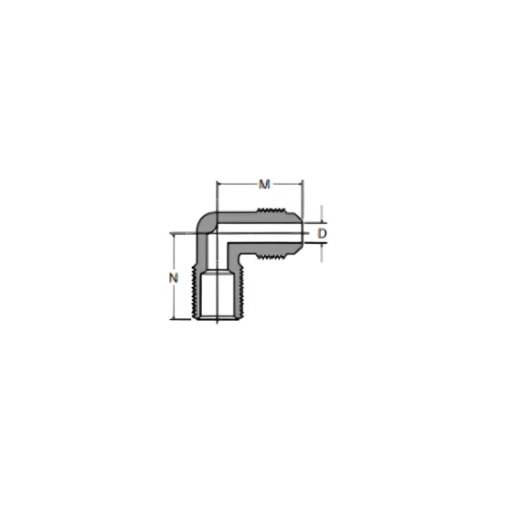 Conector de Bronce de Bronce 90° Macho Flare 1/4" a Macho NPT 1/4" - Image 2