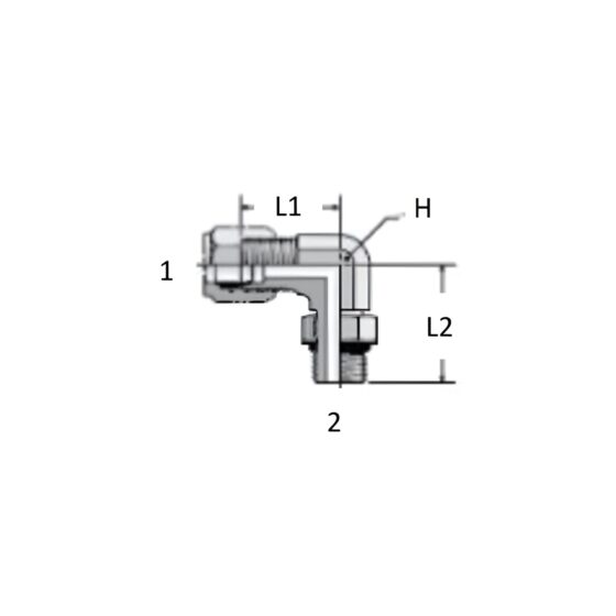 Adaptador Hidráulico Union con Garbanzo 1/4" para Linea de Tubo X Macho Oring Boss 1/4" 90° - Image 2