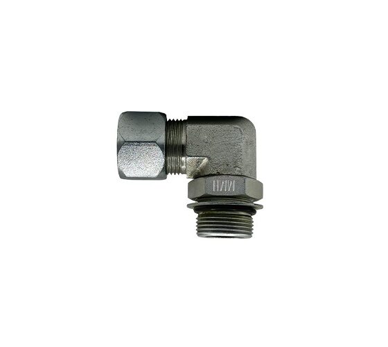 Adaptador Hidráulico Union con Garbanzo 1/4" para Linea de Tubo X Macho Oring Boss 1/4" 90°