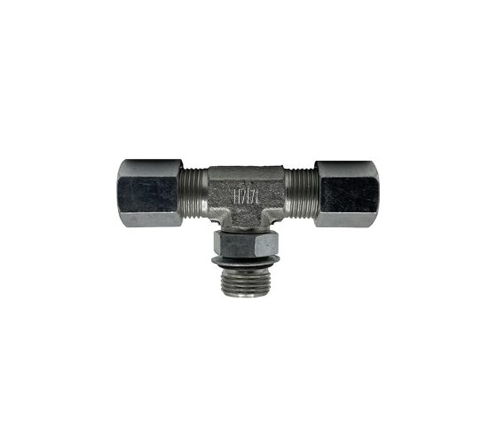 Adaptador Hidráulico Tee Union con Garbanzo 1/4" X Macho Oring Boss al Centro 1/4"