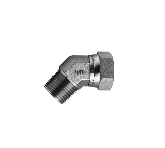 Adaptador Hidráulico 1/8" Macho NPT X Hembra NPT 1/4" Giratoria 45°