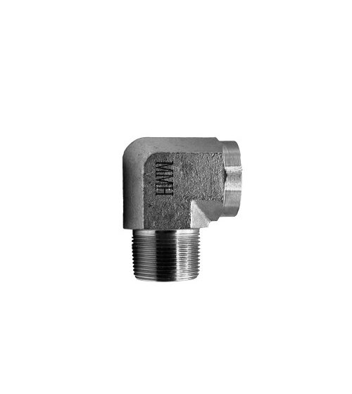Adaptador Codo 45° Macho NPT a Hembra NPT.