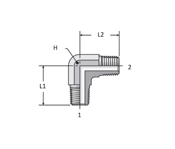 Adaptador Hidráulico Codo 90°Macho NPT 1/4" - Image 2