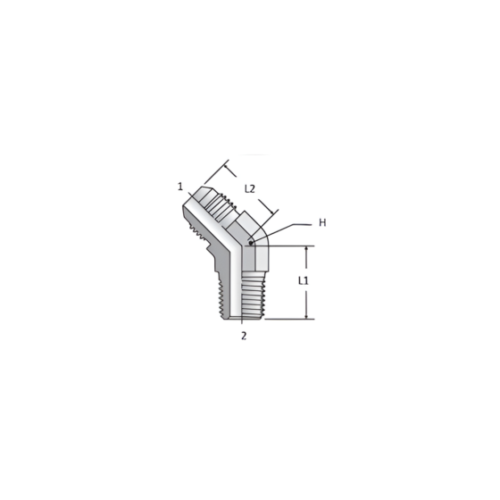 Adaptador Hidráulico Macho JIC 3/8" X Macho NPT 1/4" 45° - Image 2