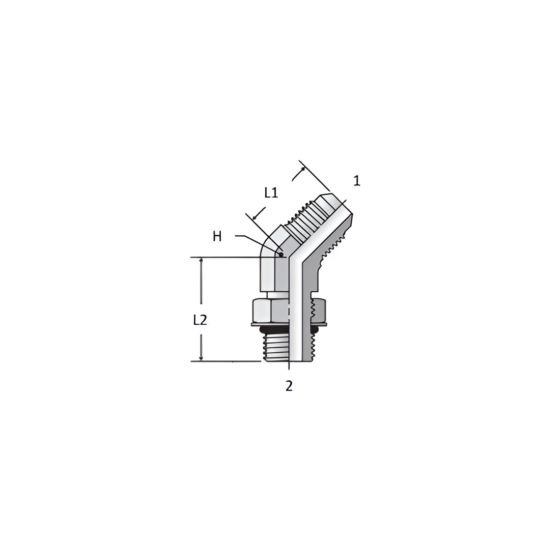 Adaptador Hidráulico Macho JIC 3/8" X Macho ORB 1/2" 45° - Image 2