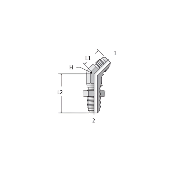 Adaptador Hidráulico Pasamuros 1/2" Macho JIC 45° - Image 2