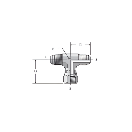 Adaptador Hidráulico Tee 3/8" Macho X Hembra JIC 3/8" Girat. al Centro - Image 2