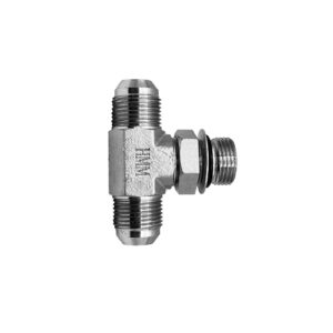 Adaptador Hidráulico Tee 3/8″ Macho JIC X Macho 1/2″ Oring Boss al Centro