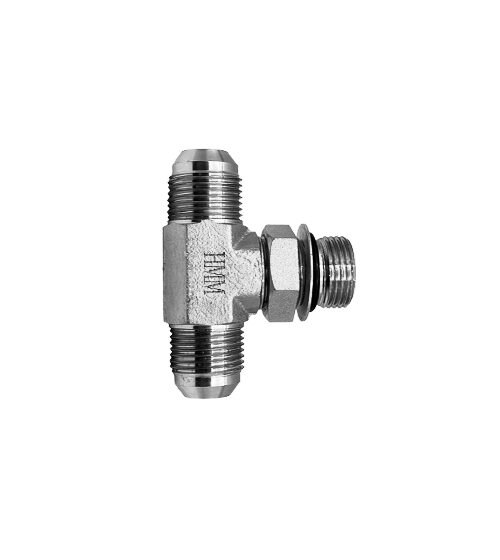 Adaptador Hidráulico Tee 3/8" Macho JIC X Macho 3/8" Oring Boss al Centro