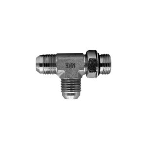Adaptador Hidráulico Tee 3/8″ Macho JIC X 1/2″ Oring Boss Lateral