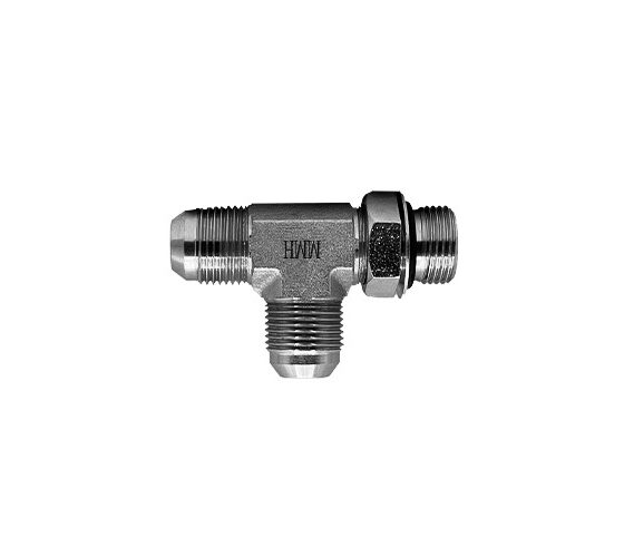 Adaptador Hidráulico Tee 3/8" Macho JIC X 1/2" Oring Boss Lateral