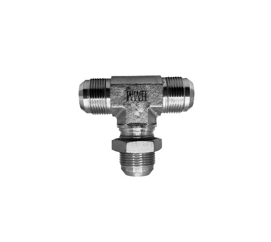 Adaptador Hidráulico Tee 3/8" Macho JIC X Macho JIC X Pasamuro Macho JIC