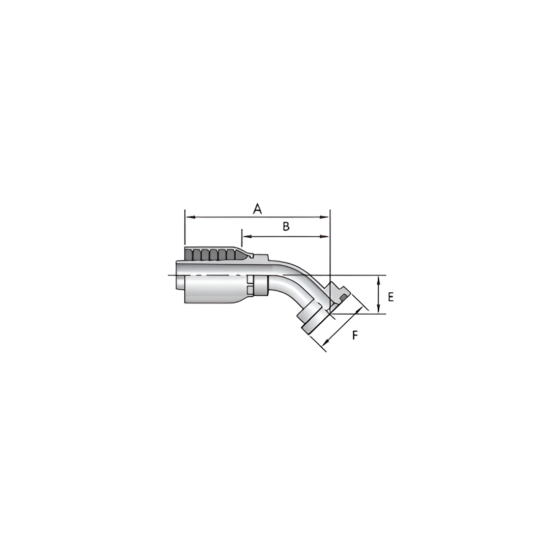 Conexión Hidráulica para Manguera 2 Mallas 1/2" x Brida Código 61 1/2" 45° - Image 2