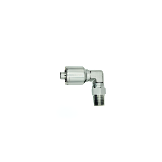 Conexión Hidráulica para Manguera 2 Mallas 1/2" x Rosca Macho NPT 1/2" 90° Giratorio