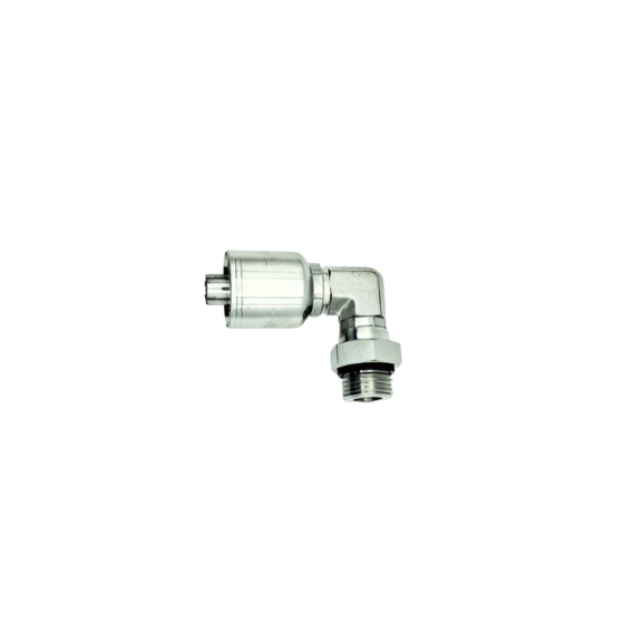 Conexión Hidráulica para Manguera 2 Mallas 1/2" x Rosca Macho Oring Boss 5/8" 90° Giratorio