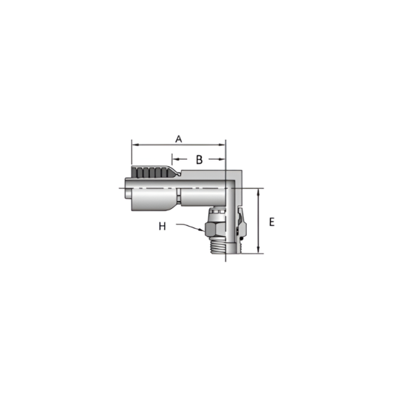Conexión Hidráulica para Manguera 2 Mallas 1/2" x Rosca Macho Oring Boss 5/8" 90° Giratorio - Image 2