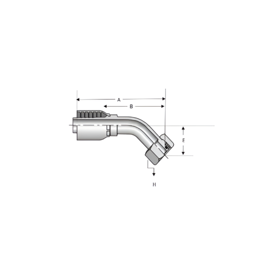 Conexión Hidráulica para Manguera 2 Mallas 1/2" x Rosca Hembra Din Ligera M22X1.5 45° - Image 2