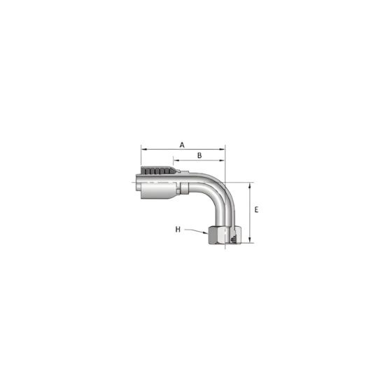 Conexión Hidráulica para Manguera 2 Mallas 1/2" x Rosca Hembra Din Pesada M24X1.5 90° - Image 2