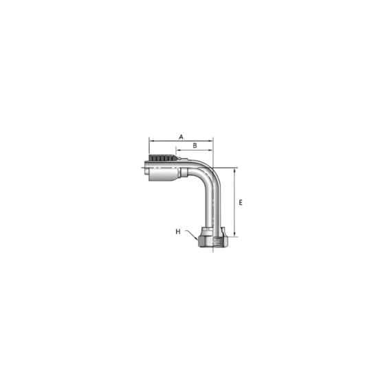 Conexión Hidráulica para Manguera 2 Mallas 3/8" x Rosca Macho Cara Plana 1/2" 90° - Image 2