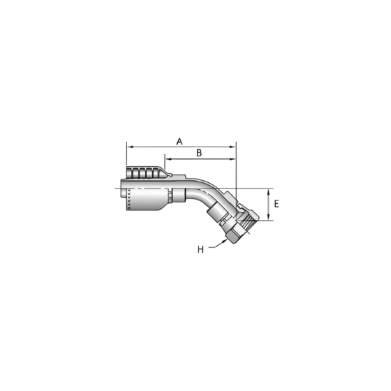 Conexión Hidráulica para Manguera 4 Mallas 3/8" x Rosca Hembra JIC 3/8" 45° - Image 2