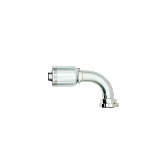 Conexión Hidráulica para Manguera 4 Mallas 1" x Brida Caterpillar 1" 90°