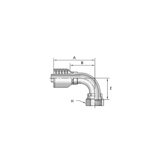 Conexión Hidráulica para Manguera 4 Mallas 5/8" x Rosca Hembra Cara Plana 5/8" 90° - Image 2